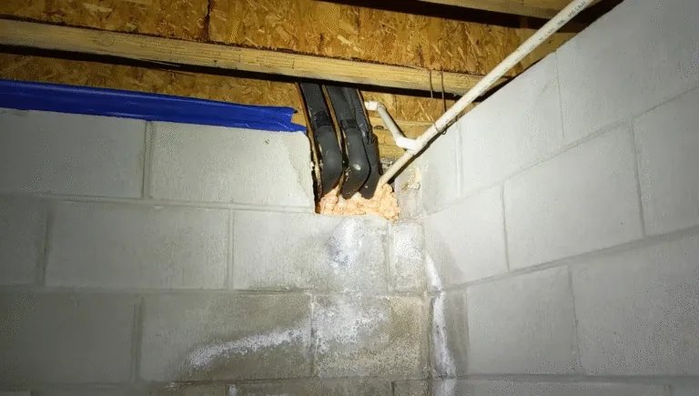 Water damage mold growth in basement wall New River AZ 85087